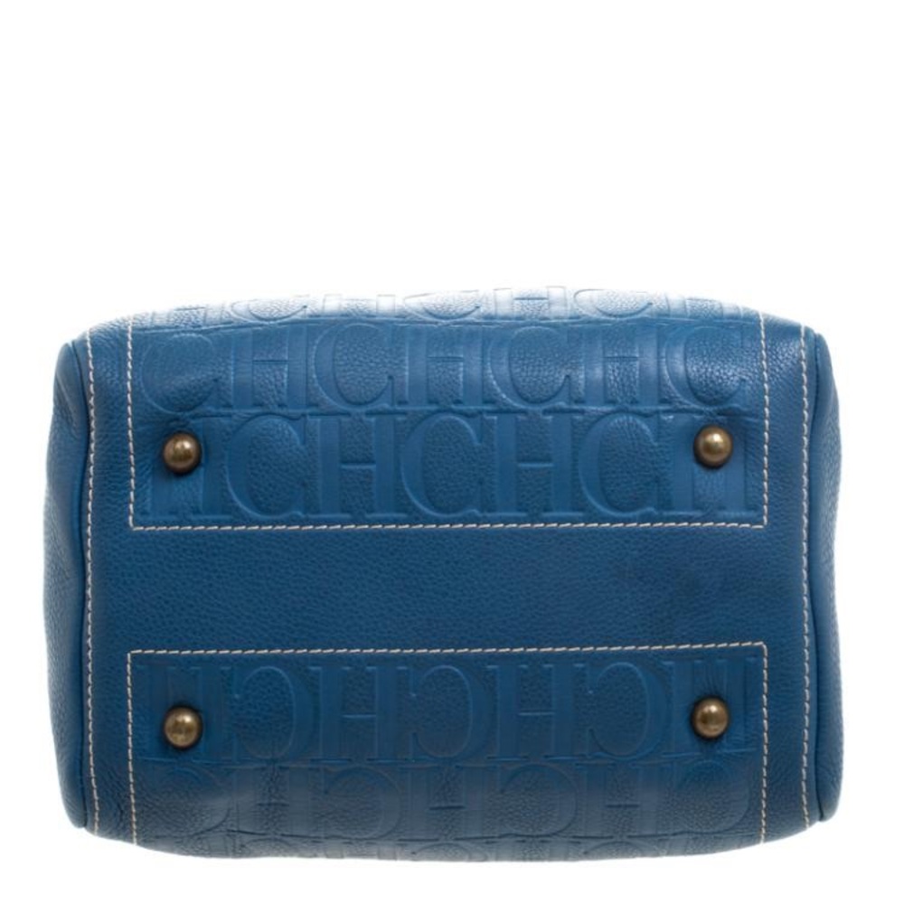 Carolina Herrera Andy bag medium size in turquoise Blue Leather. - Picture 4 of 9